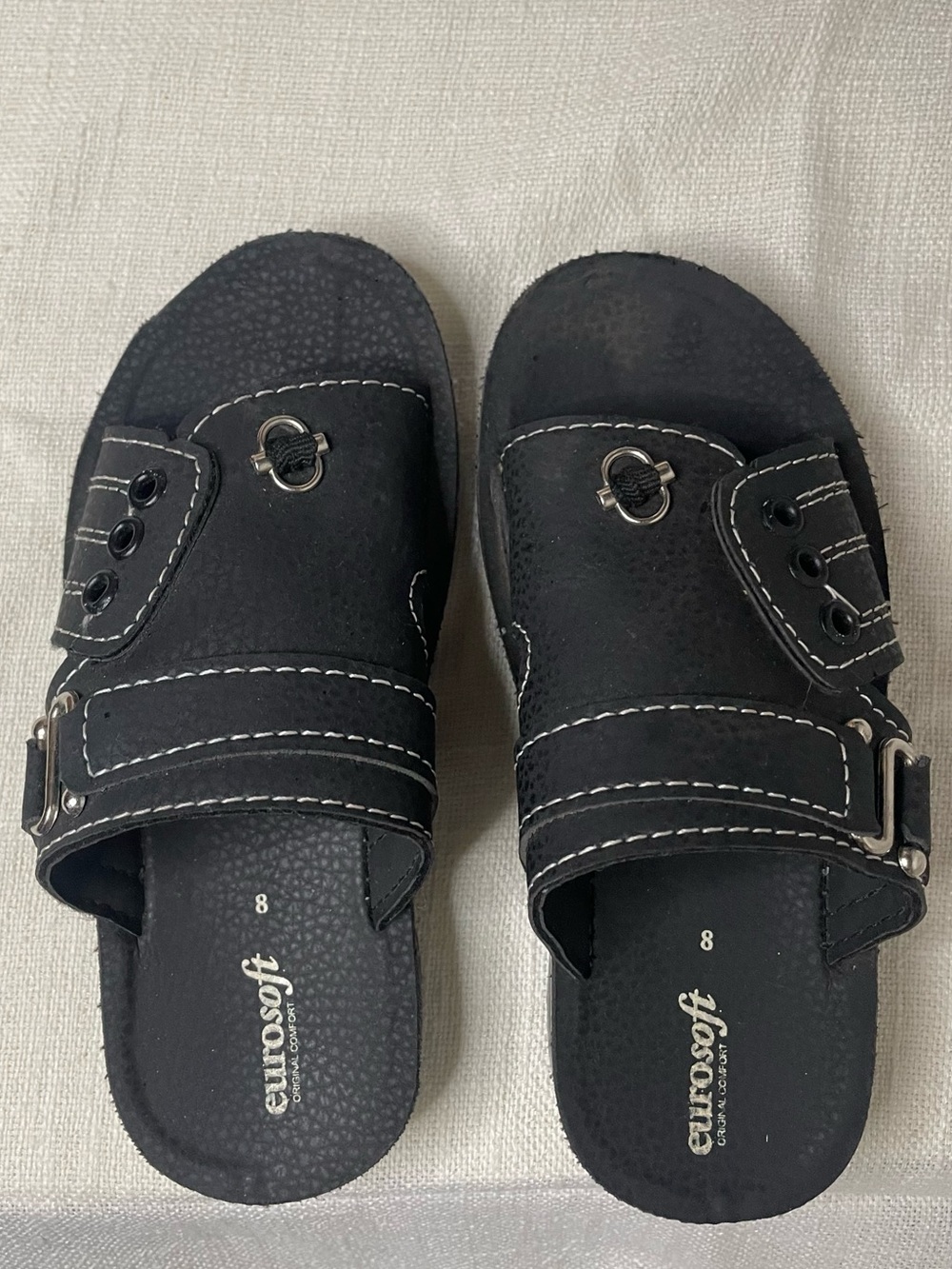 Eurosoft Kids Black Slide Sandals with Adjustable Straps